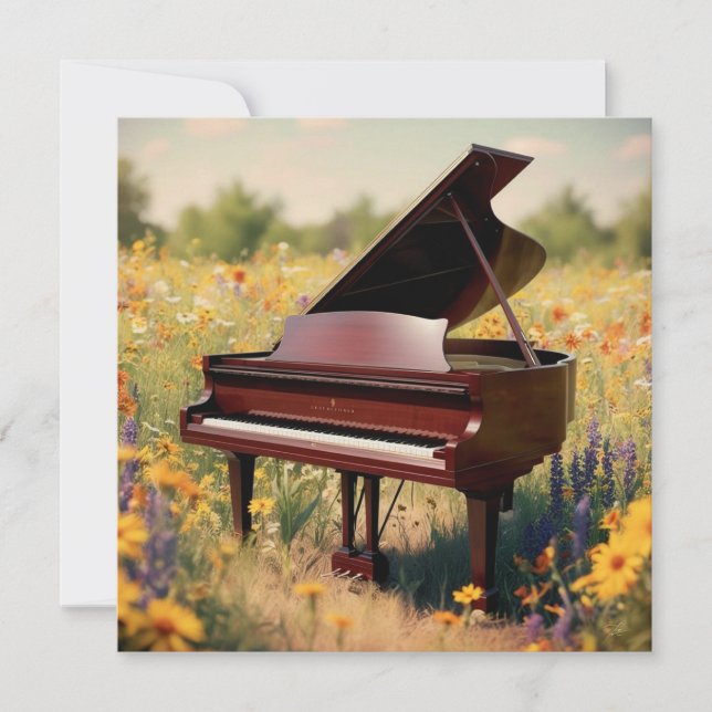 Convite Piano Grande em Campo Floral (Frente)