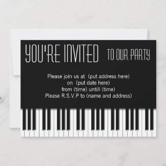 Convite Piano Keys preto branco
