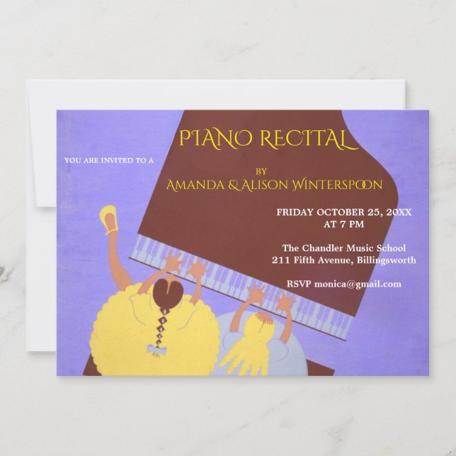 Convite Piano Music Duet Recital Event  (Frente)