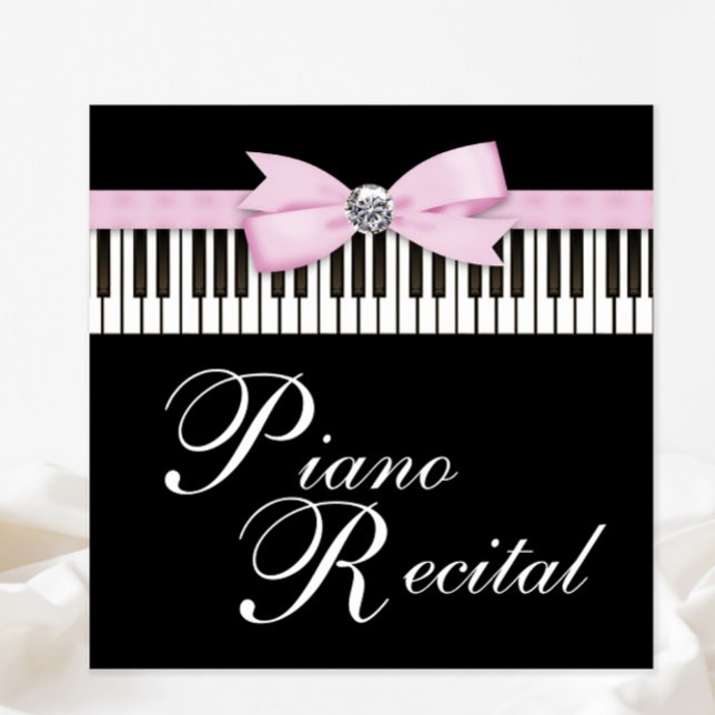 Convite Piano preto-e-branco cor-de-rosa Chaves Consideran (You can change the text as needed for your event.)