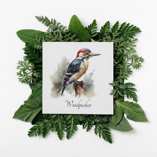 Convite Pica-pau Woodland Aquarela, personalizado