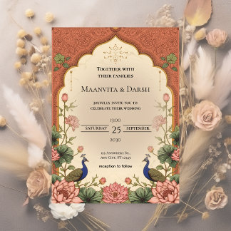 Convite Pichwai Inspired Indian Wedding Invitation