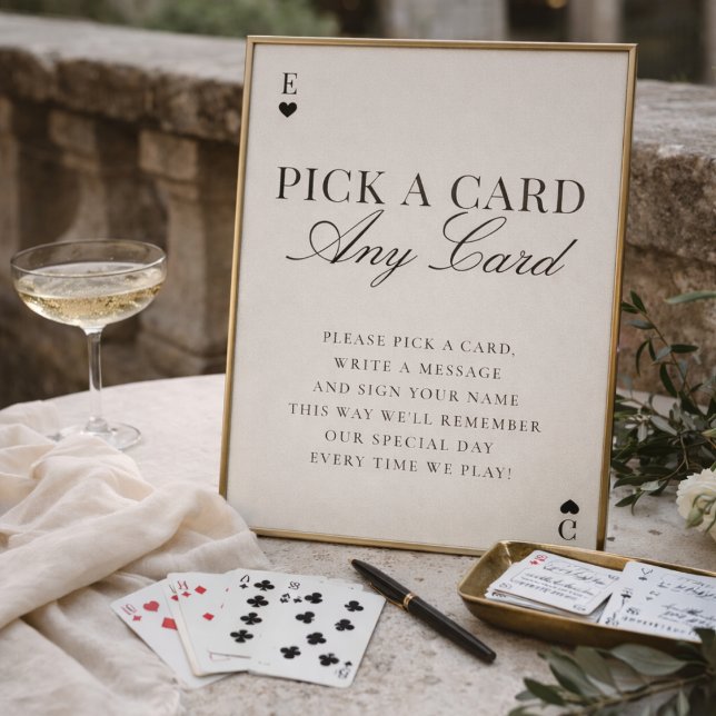 Convite Pick A Card Any Card Wedding Guestbook Sign (Criador carregado)