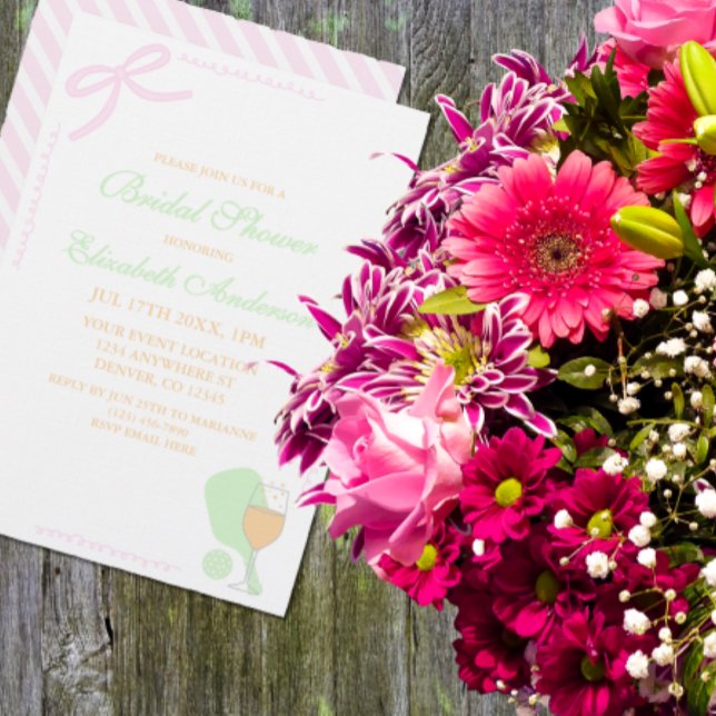 Convite Pickleball and Prosecco Bridal Shower (Criador carregado)