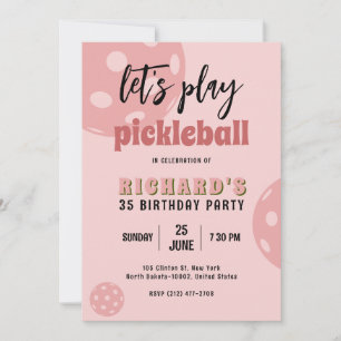 Convite Pickleball Birthday Pickleball Pink Sports Party