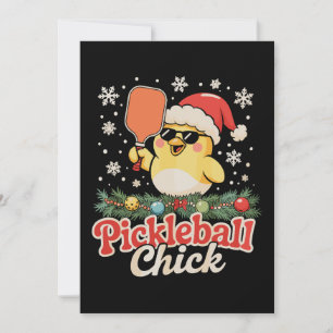 Convite Pickleball Chick Chapéu de Papai Noel Óculos de So