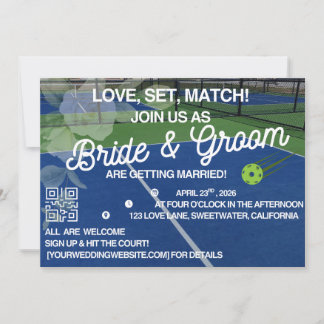 Convite Pickleball Wedding Invitation - Modern Court Sport