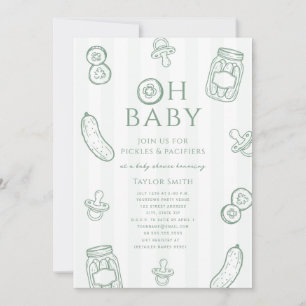 Convite Pickles & Pacifiers Chuveiro de Bebê Verde Neutro
