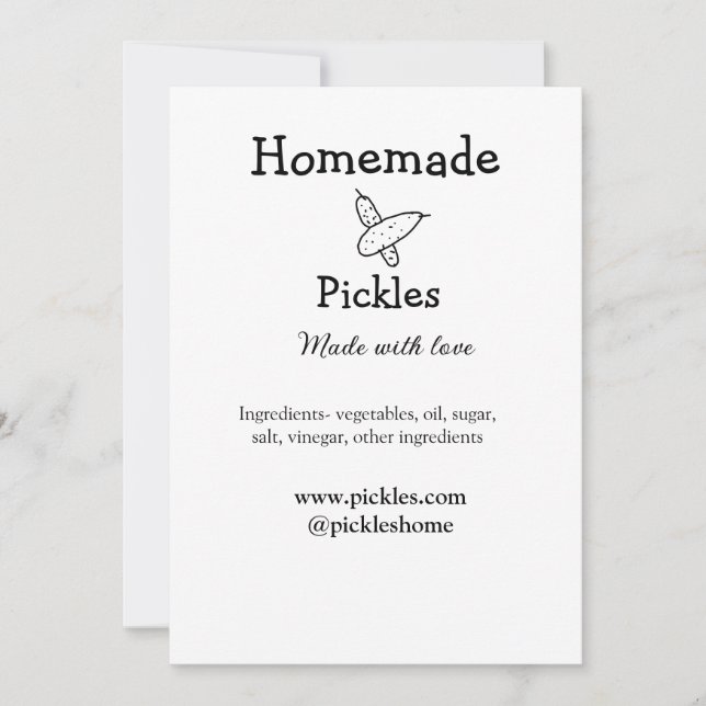 Convite Picles feitos em casa com amor adicionar texto sit (Frente)