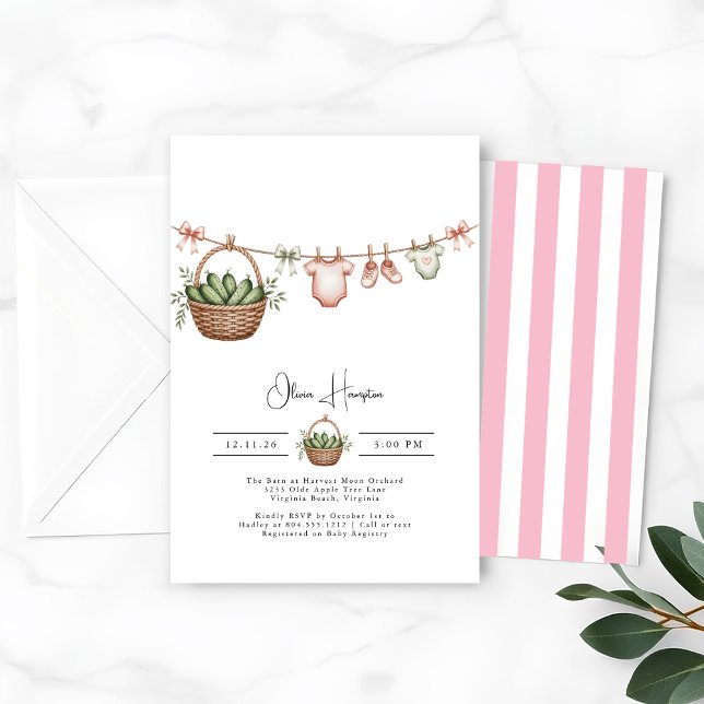 Convite Picles Pepino Chá de fraldas verde de gravidez (Criador carregado)