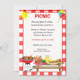 Convite Picnic Barbecue Cookout Grilling