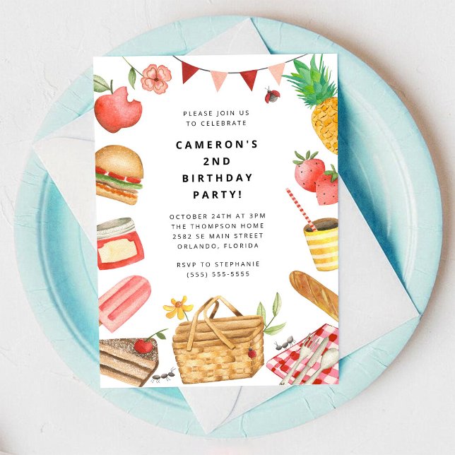 Convite Picnic Birthday Invitation (Criador carregado)