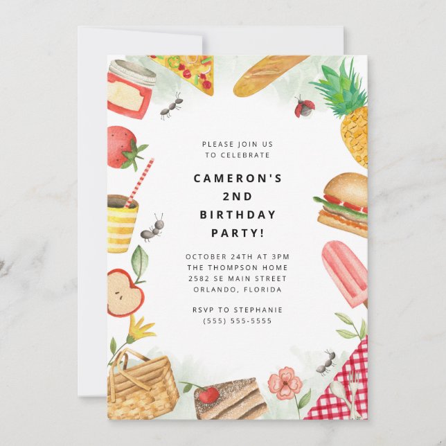 Convite Picnic Birthday Invitation (Frente)
