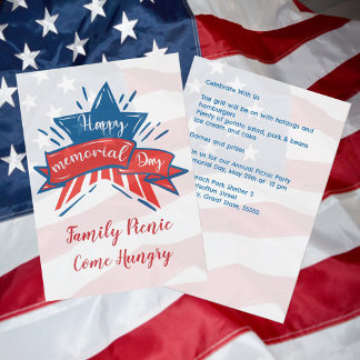 Convite Picnic da família Memorial Star Flag