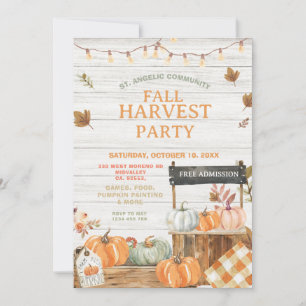 Convite Picnic da igreja de abóbora de madeira
