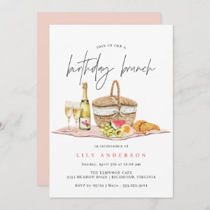 Convite Picnic de aquarela   Cute Casual Birthday Brunch