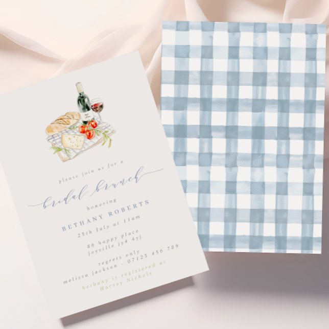 Convite Picnic de Brunt Moderno de Vinho e Queijo (Criador carregado)