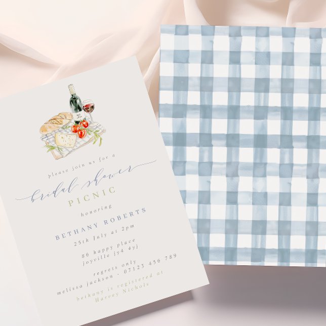 Convite Picnic de Chá de panela de vinho e queijo moderno (Criador carregado)