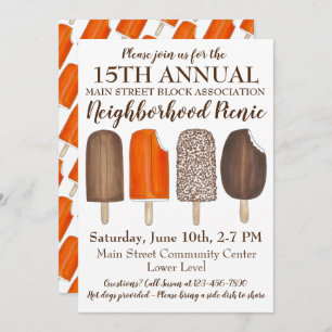 Convite Picnic de Popsicum de Aniversário Social do Sorvet