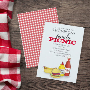 Convite Picnic de Verão Fofo Churrasco Moderno Caprichoso
