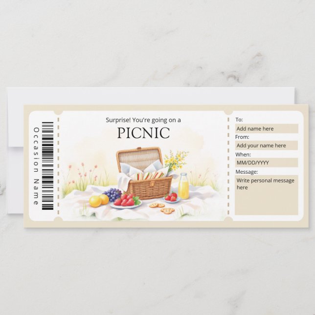 Convite Picnic Gift Certificate (Frente)