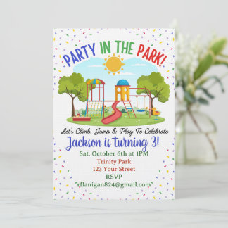 Convite Picnic Outdoor Park Kids Birthday Invitation