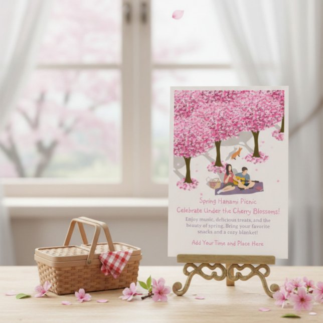 Convite Picnic personalizável de Primavera Hanami (Criador carregado)