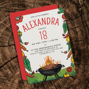 Convite Picnic Red Green Grill Steak Veggie