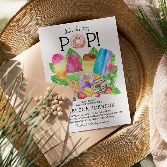 Convite Picolé de verão bonito e Chá de fraldas de doces (Criador carregado)