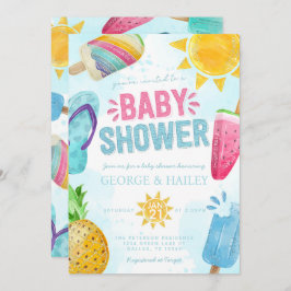 Convite Picolé de verão bonito pronto para Chá de fraldas