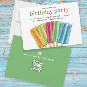 Convite Picolés de Aquarela para Festa de Aniversário Fofa