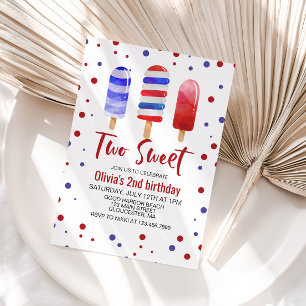Convite Picolés Dois Doce Vermelho Branco Azul Aniversário