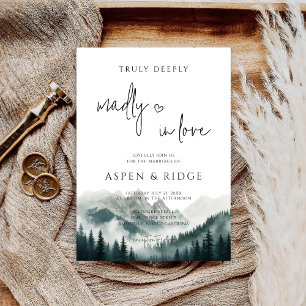 Convite Picos Verdejantes Floresta Nebulosa Aquarela Casam