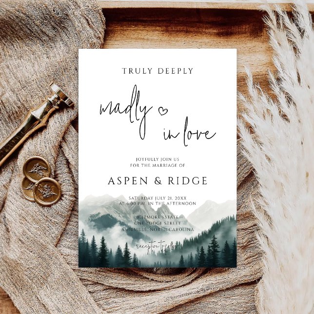 Convite Picos Verdejantes Floresta Nebulosa Aquarela Casam (Criador carregado)