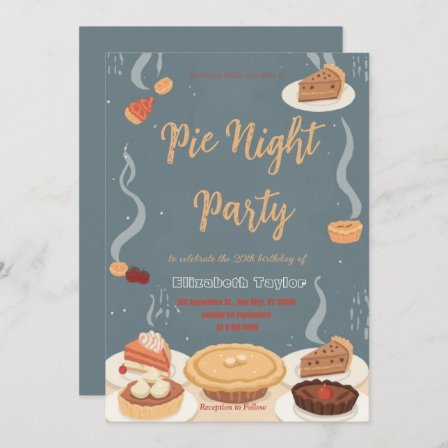 Convite Pie Sharing Night Party Invitation – Sweet & Cozy (Frente/Verso)