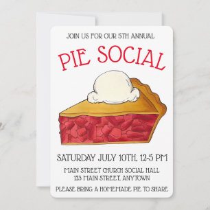 Convite Pie Social Party Dessert Assar Venda Strawberry