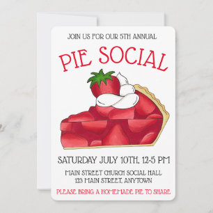 Convite Pie Social Party Dessert Assar Venda Strawberry