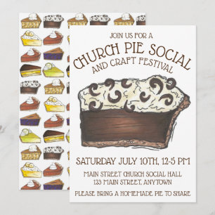 Convite Pie Social Pi Day Party Dessert Assar Venda Fatia