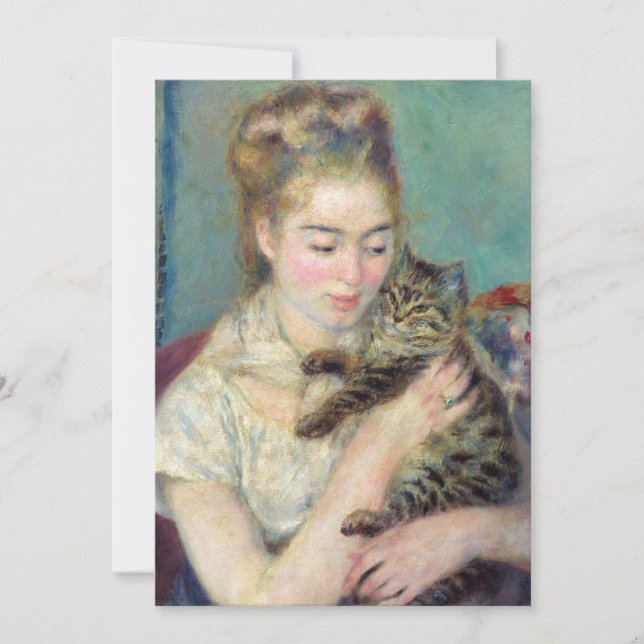 Convite Pierre-Auguste Renoir - Mulher com gato (Frente)