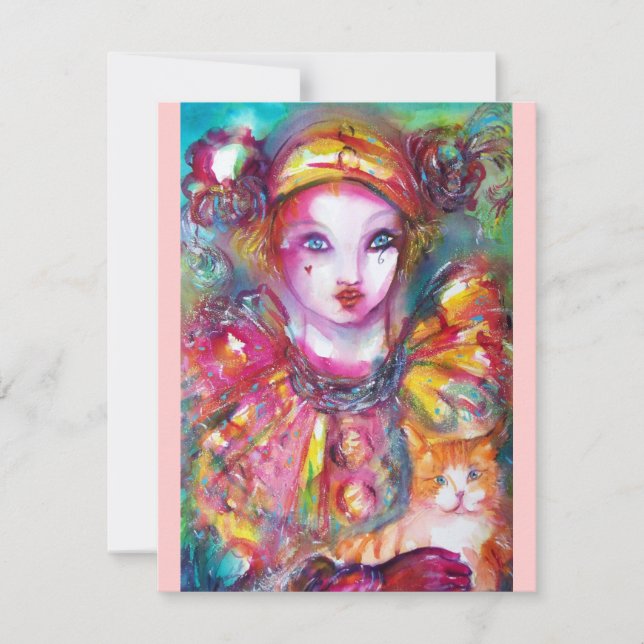 Convite PIERROT COM GATO / Festa de Máscaras de Carnaval (Frente)