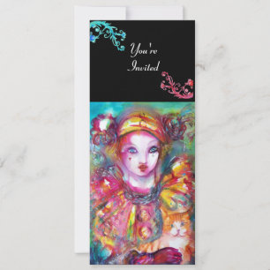 Convite PIERROT COM GATO / Festa de Máscaras de Mardi Gras