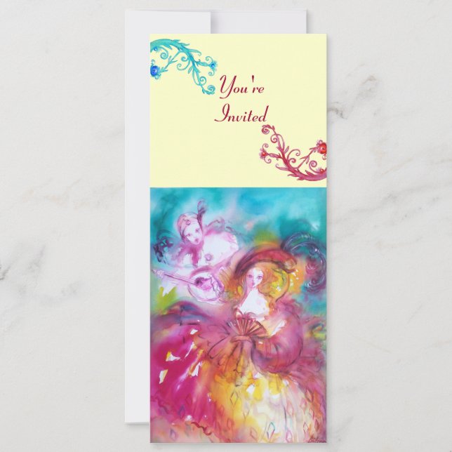 Convite PIERROT E ARLECCHINA Carnaval de Veneza, (Frente)