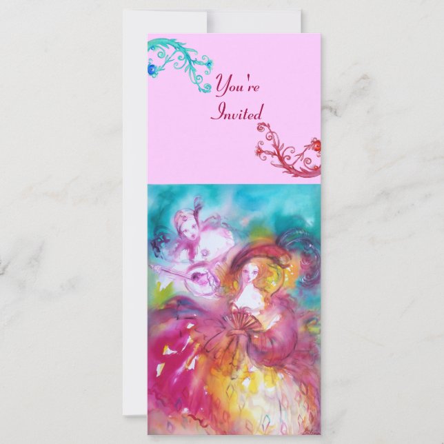 Convite PIERROT E ARLECQUINA Carnaval de Veneza, (Frente)