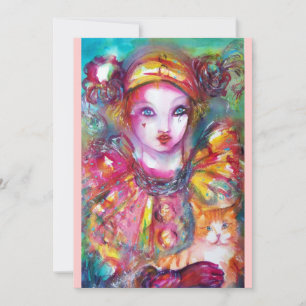 Convite PIERROTA COM CAT / Mardi Gras Mascarada