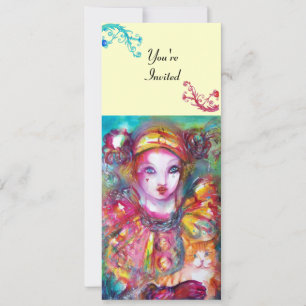 Convite PIERROTA COM CAT / Mardi Gras Mascarada