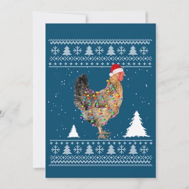 Convite Pijamas de Natal com Luzes de Frango e Chapéu de P (Frente)