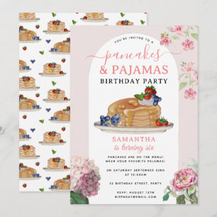 Convite Pijamas de Panquecas Festa de Aniversário Infantil