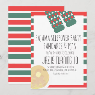 Convite Pijamas de Pernoite de Natal Panquecas Aniversário