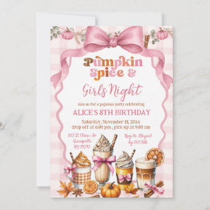 Convite Pijamas Festa de Aniversário Rosa Abóbora de Outon