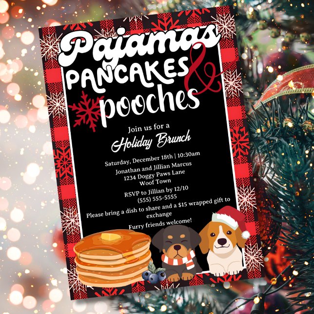Convite Pijamas Panquecas e Cachorros Brunch de Natal (Criador carregado)